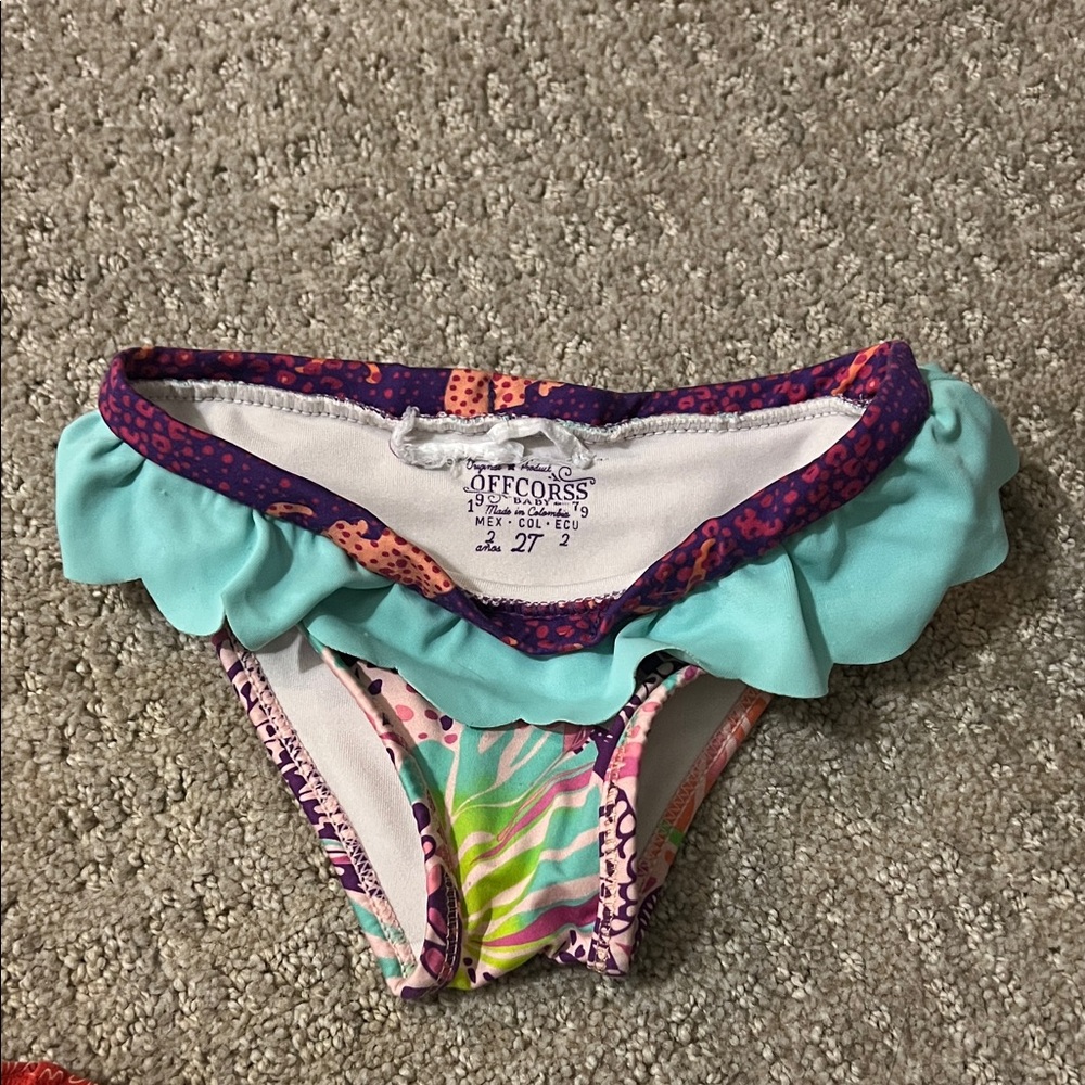 Multicolor Ruffled Girls Swim Bottoms
